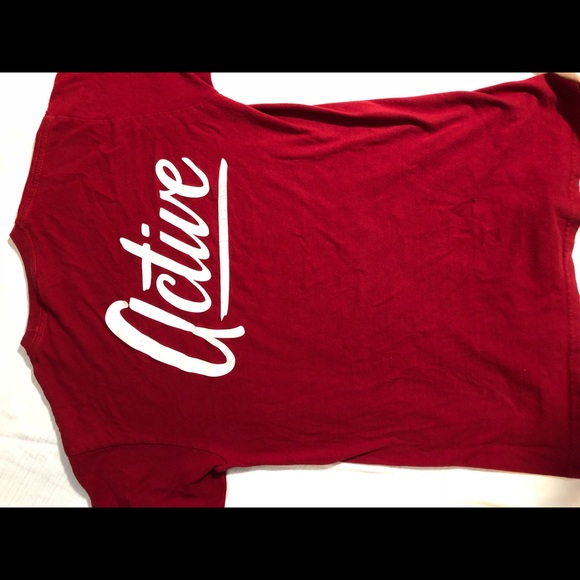 Active Men’s Medium Retro Text Red Tee - Picture 2 of 3